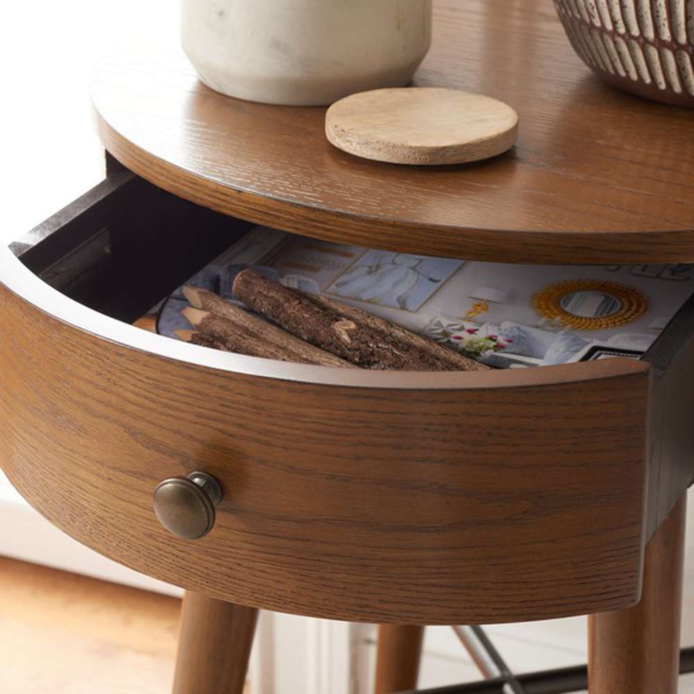 Safavieh - Scully 1 Drawer Nightstand - Medium Oak - Antique Gold - NST6406C veiw 2
