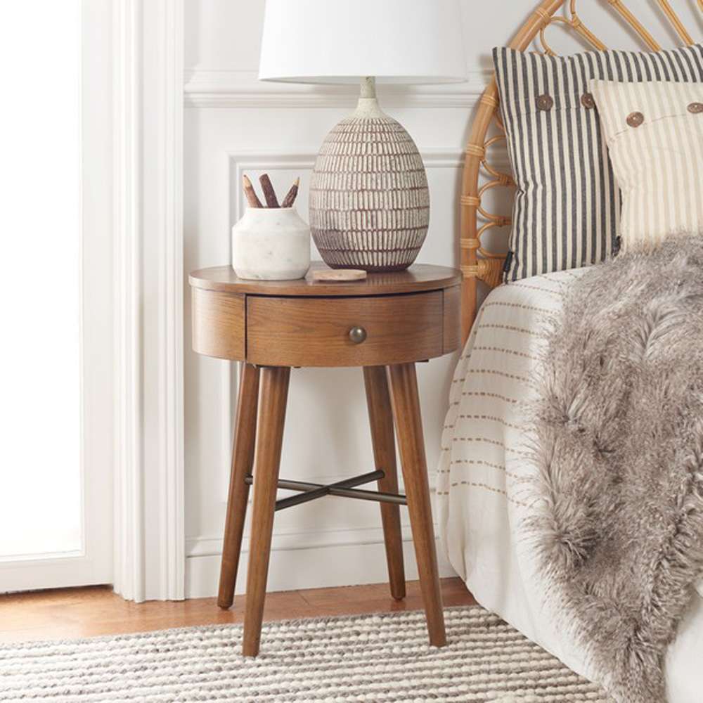 Safavieh - Scully 1 Drawer Nightstand - Medium Oak - Antique Gold - NST6406C veiw 3