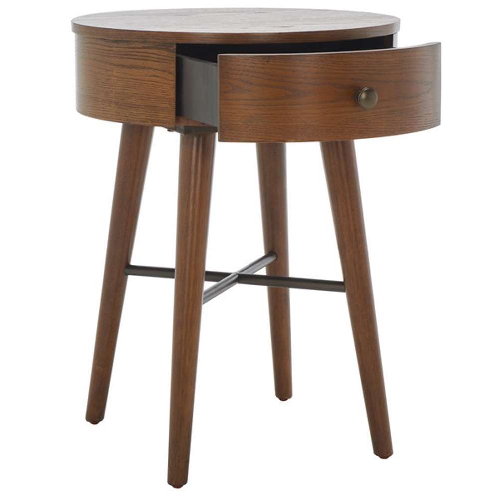 Safavieh - Scully 1 Drawer Nightstand - Medium Oak - Antique Gold - NST6406C veiw 4