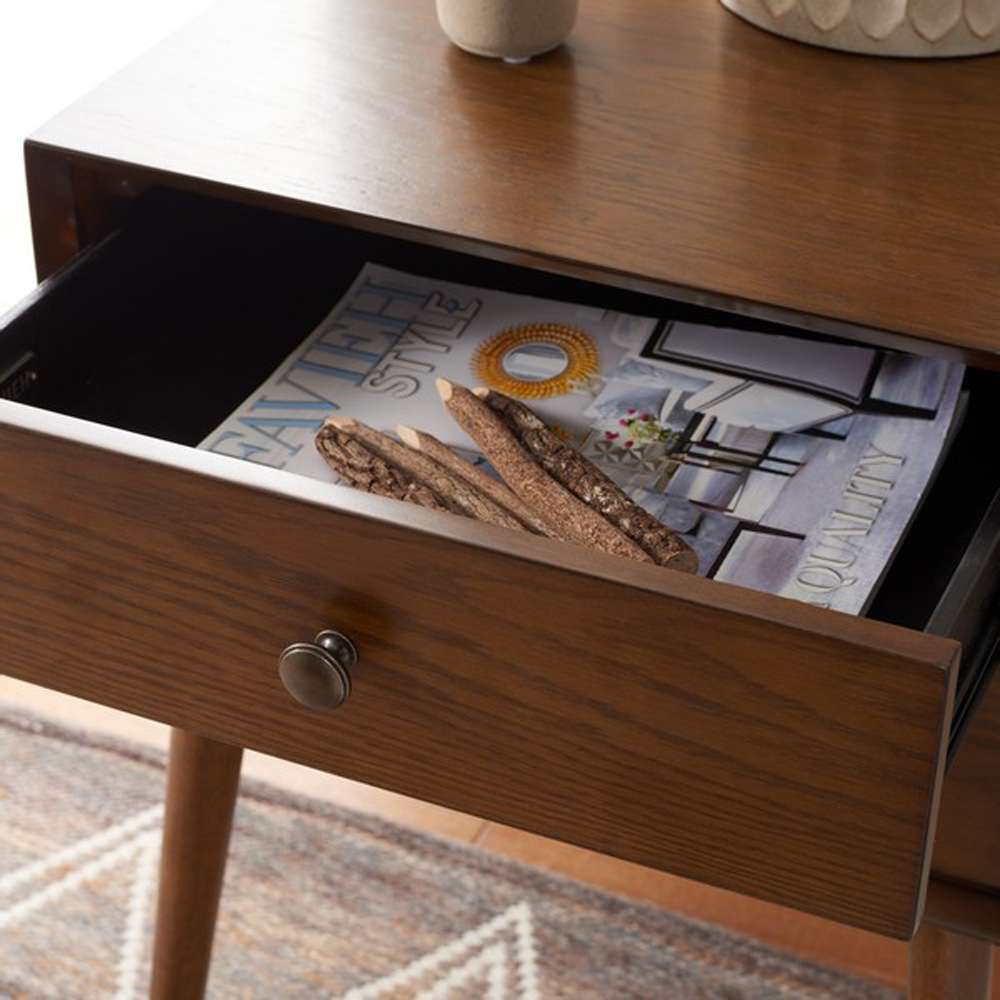 Safavieh - Scully 2 Drawer Nightstand - Medium Oak - Antique Gold - NST6407C veiw 2
