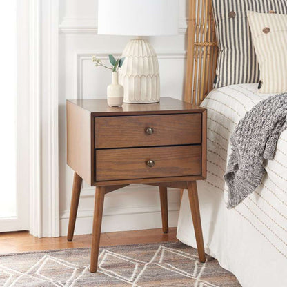 Safavieh - Scully 2 Drawer Nightstand - Medium Oak - Antique Gold - NST6407C veiw 3