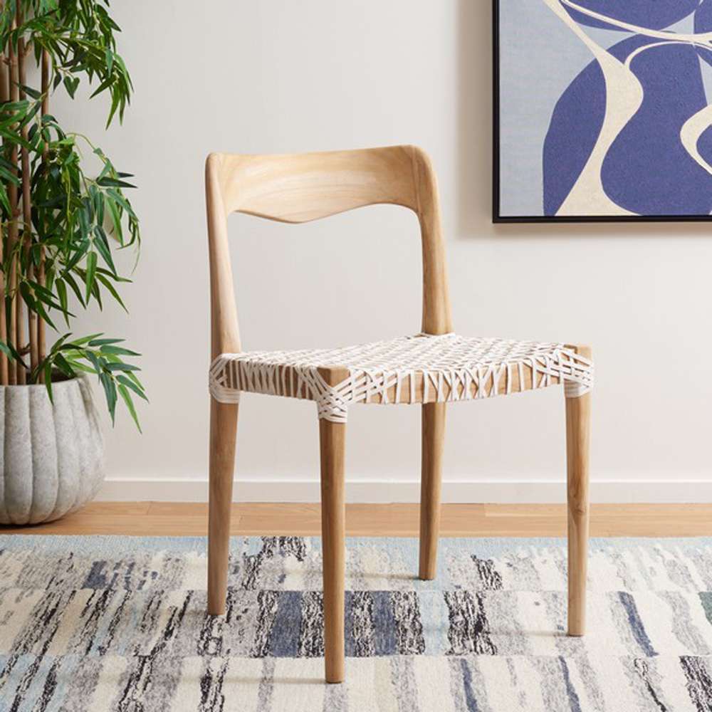 Safavieh - Sezja Leather Dining Chair - Off White - Natural - DCH1205A veiw 2