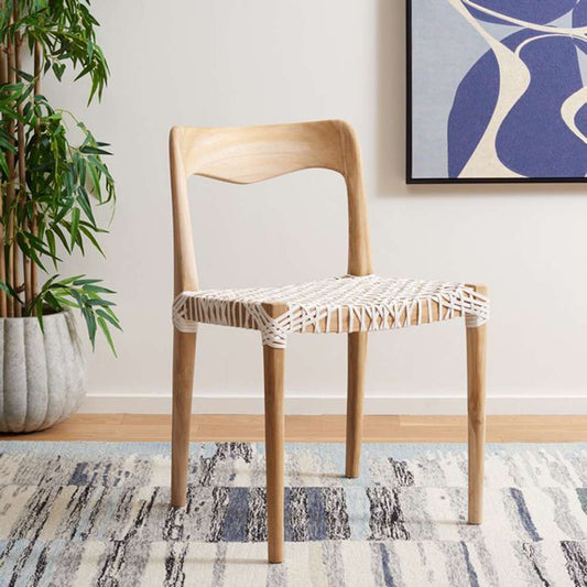 Safavieh - Sezja Leather Dining Chair - Off White - Natural - DCH1205A veiw 2