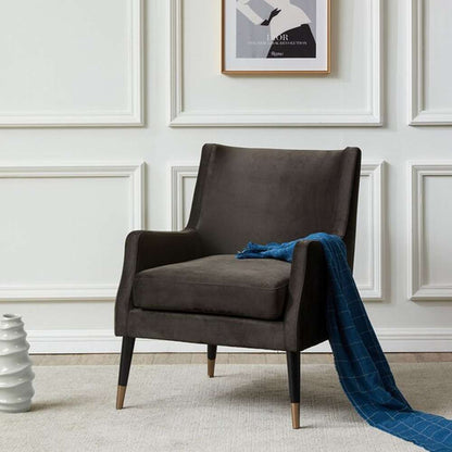Safavieh - Couture - Sicily Velvet Arm Chair - Shale - Antique Brass - KNT7060A veiw 2