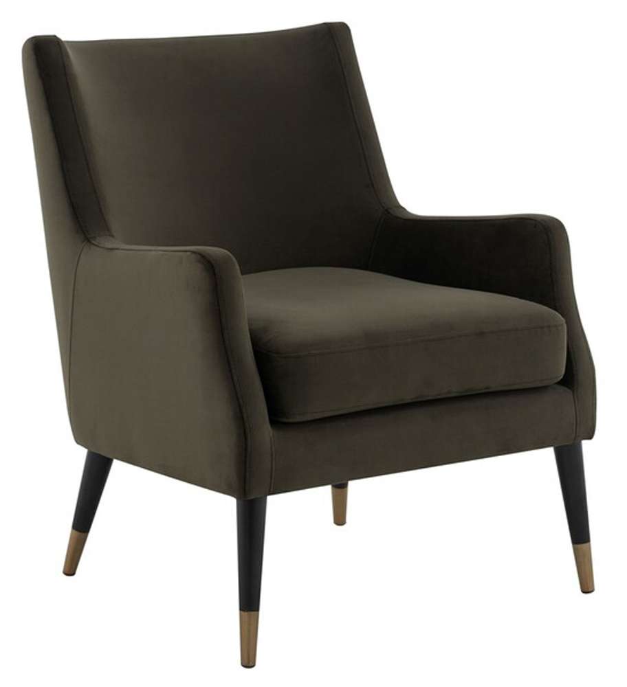 Safavieh - Couture - Sicily Velvet Arm Chair - Shale - Antique Brass - KNT7060A veiw 3