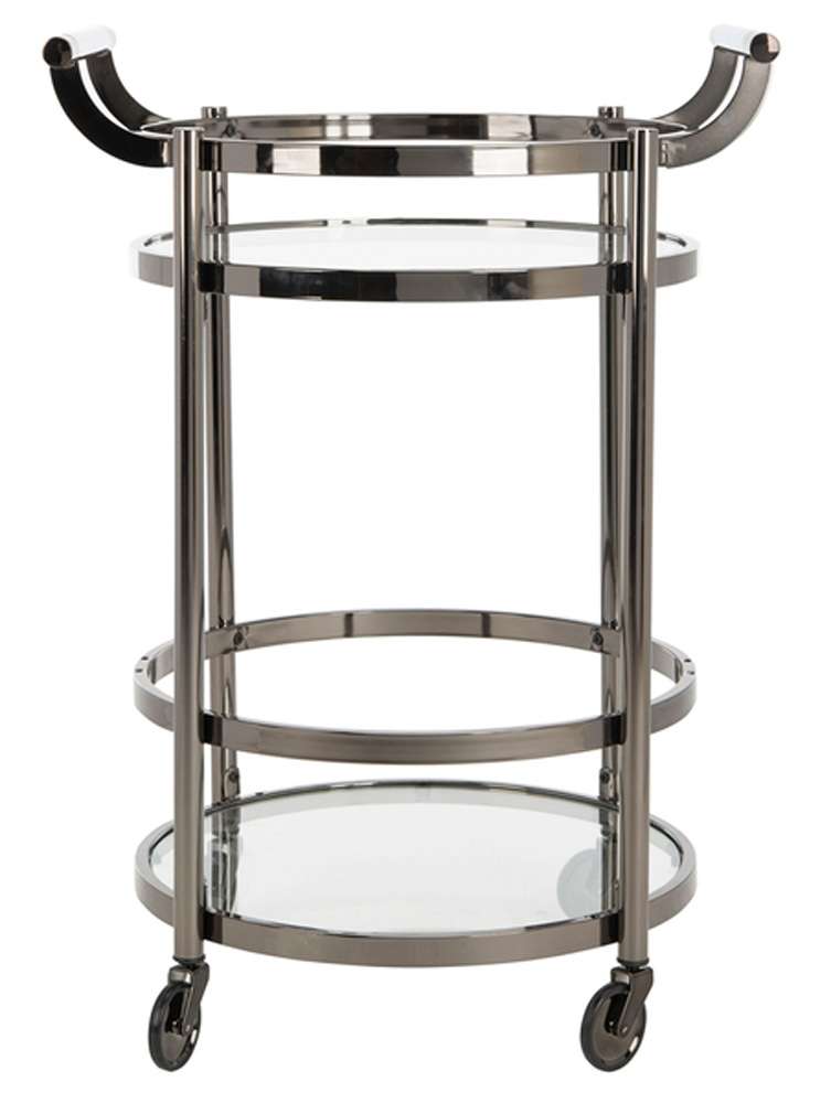 Safavieh - Sienna 2 Tier Round Bar Cart - Black Nickel - Glass - BCT8001A veiw 1
