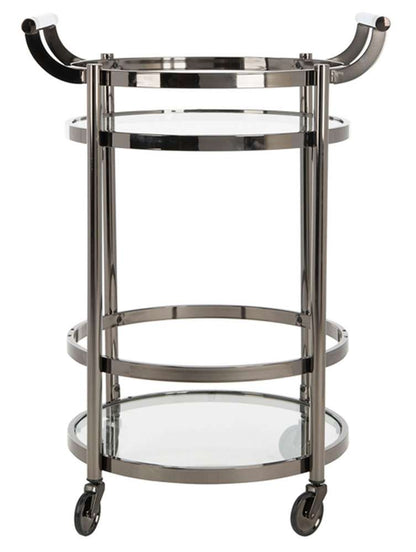 Safavieh - Sienna 2 Tier Round Bar Cart - Black Nickel - Glass - BCT8001A veiw 1