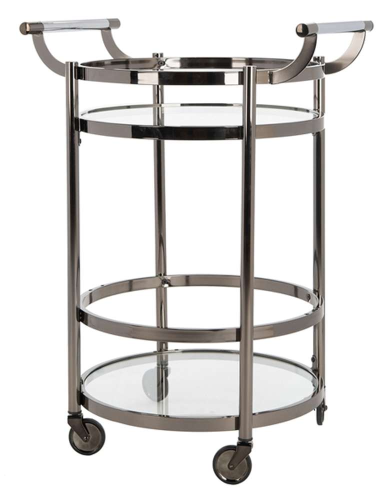 Safavieh - Sienna 2 Tier Round Bar Cart - Black Nickel - Glass - BCT8001A veiw 3