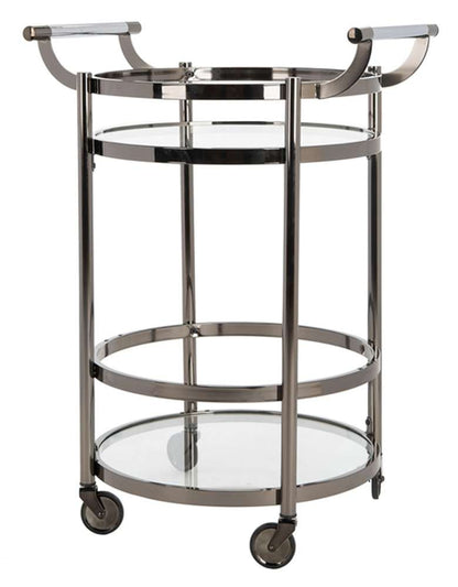 Safavieh - Sienna 2 Tier Round Bar Cart - Black Nickel - Glass - BCT8001A veiw 3