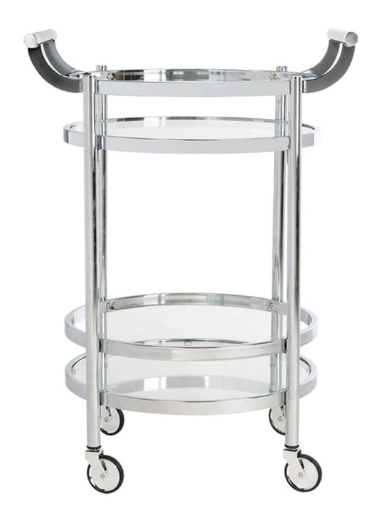 Safavieh - Sienna 2 Tier Round Bar Cart - Chrome - Glass - BCT8001C veiw 1