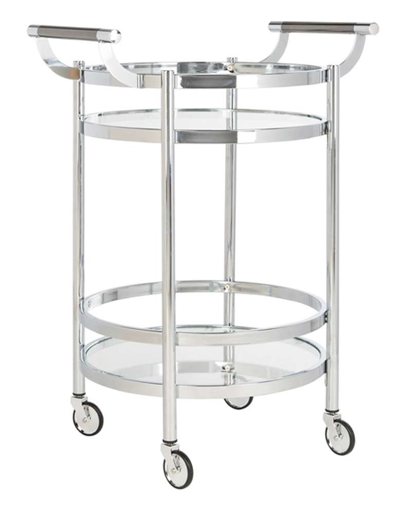 Safavieh - Sienna 2 Tier Round Bar Cart - Chrome - Glass - BCT8001C veiw 3