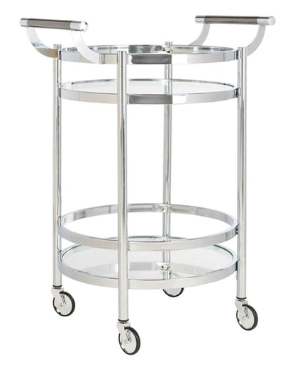 Safavieh - Sienna 2 Tier Round Bar Cart - Chrome - Glass - BCT8001C veiw 3