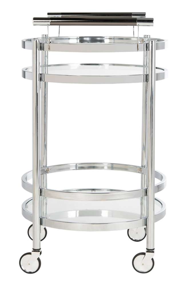 Safavieh - Sienna 2 Tier Round Bar Cart - Chrome - Glass - BCT8001C veiw 4
