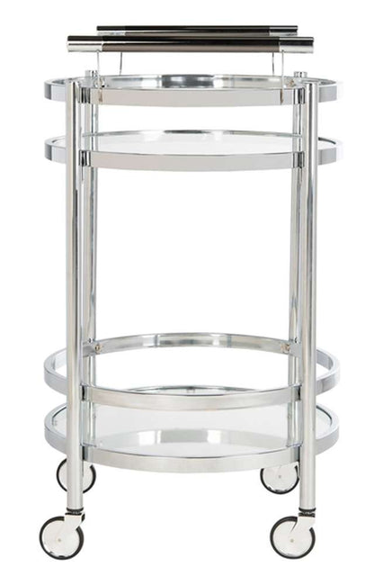Safavieh - Sienna 2 Tier Round Bar Cart - Chrome - Glass - BCT8001C veiw 4