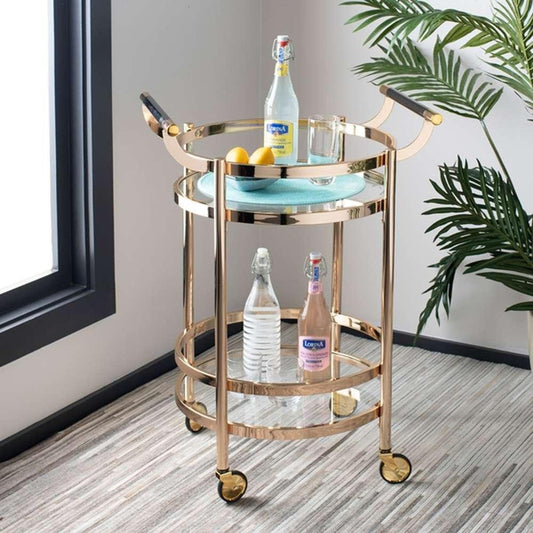 Safavieh - Sienna 2 Tier Round Bar Cart - Gold - Glass - BCT8001B veiw 2
