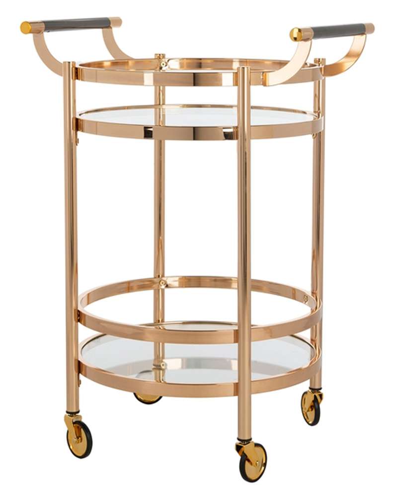 Safavieh - Sienna 2 Tier Round Bar Cart - Gold - Glass - BCT8001B veiw 3