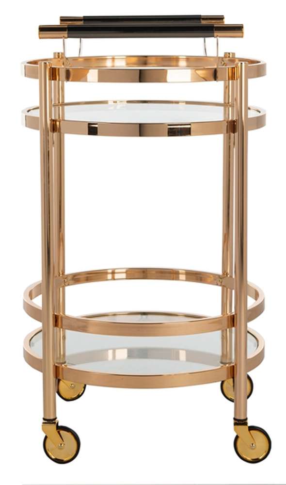 Safavieh - Sienna 2 Tier Round Bar Cart - Gold - Glass - BCT8001B veiw 4