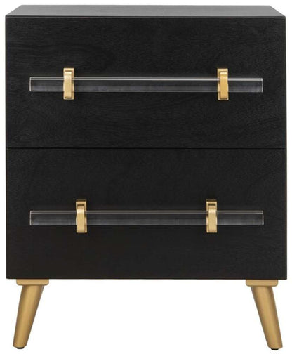 Safavieh - Sienne 2 Drawer Nightstand - Black - Gold - NST6600A veiw 1