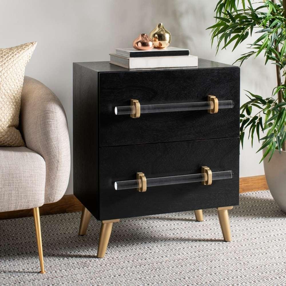 Safavieh - Sienne 2 Drawer Nightstand - Black - Gold - NST6600A veiw 2