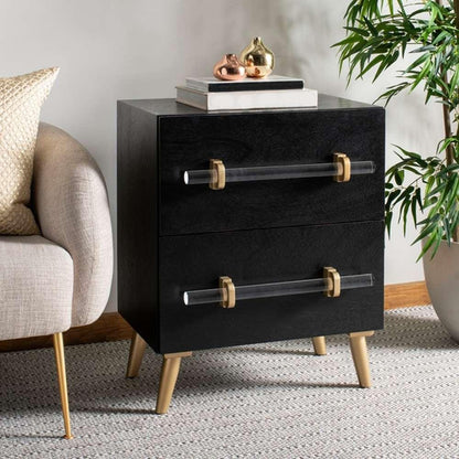 Safavieh - Sienne 2 Drawer Nightstand - Black - Gold - NST6600A veiw 2
