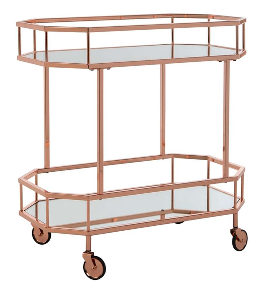 Safavieh - Silva 2 Tier Octagon Bar Cart - Rose Gold - Mirror - BCT8004A veiw 3