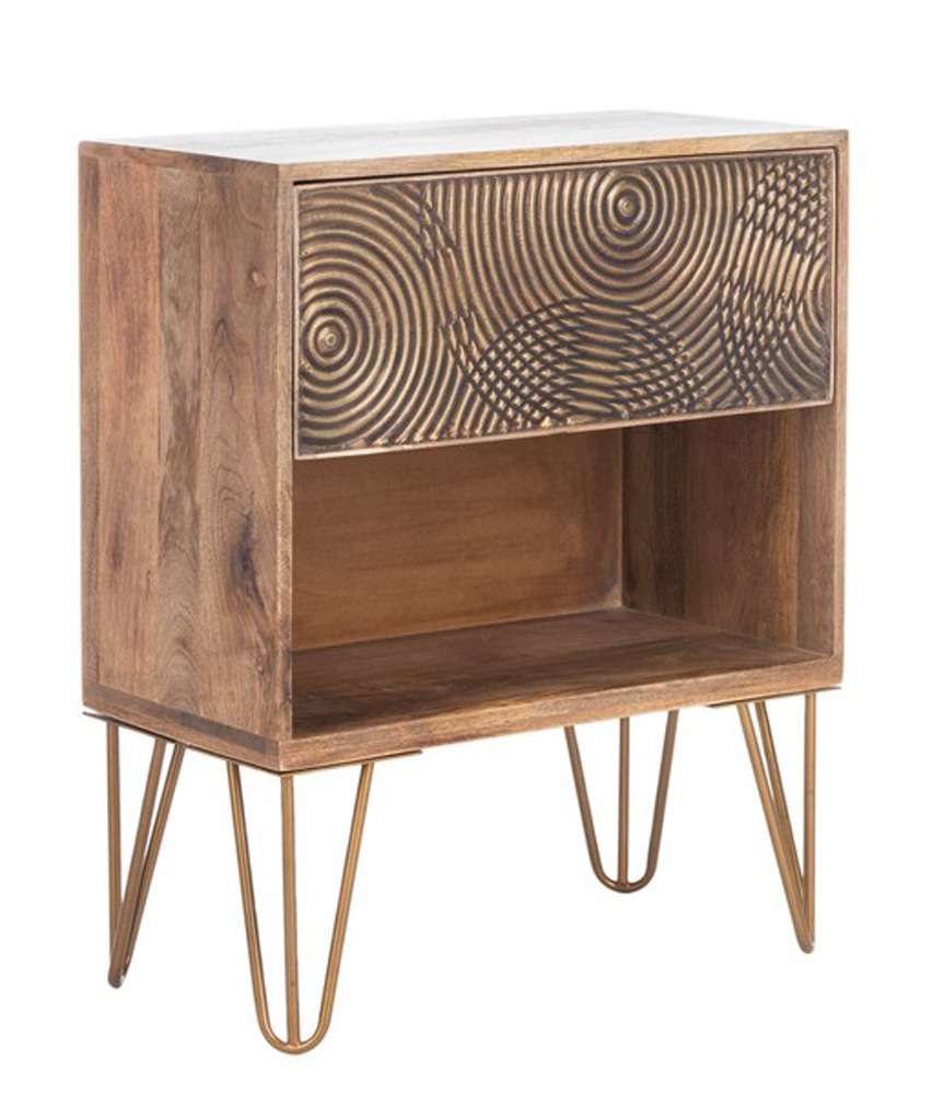 Safavieh - Solene 1 Drawer Nightstand - Natural - Brass - NST5302A veiw 2
