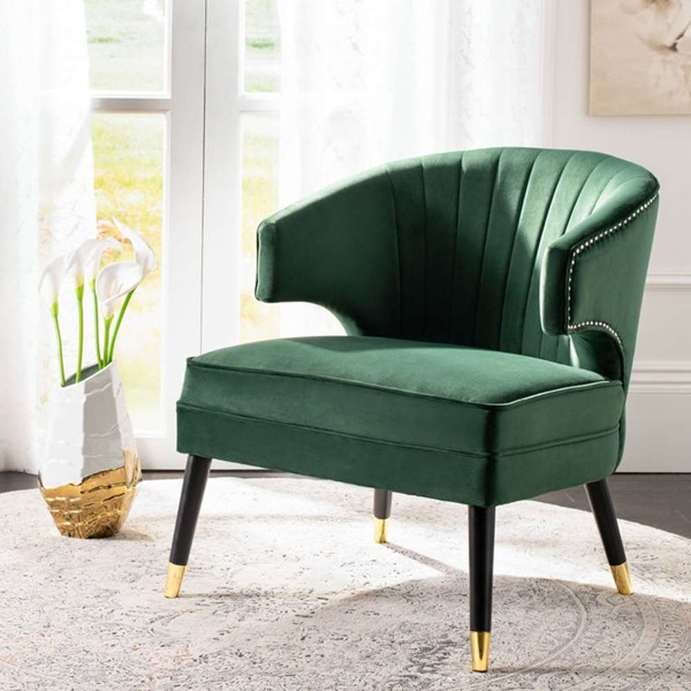 Safavieh - Stazia Wingback Accent Chair - Forest Green - Black - ACH4502D veiw 2