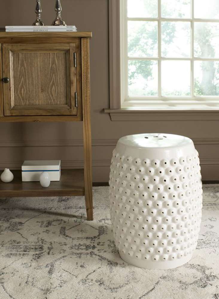 Safavieh - Stella Nailhead Garden Stool - Creme - ACS4530B veiw 1