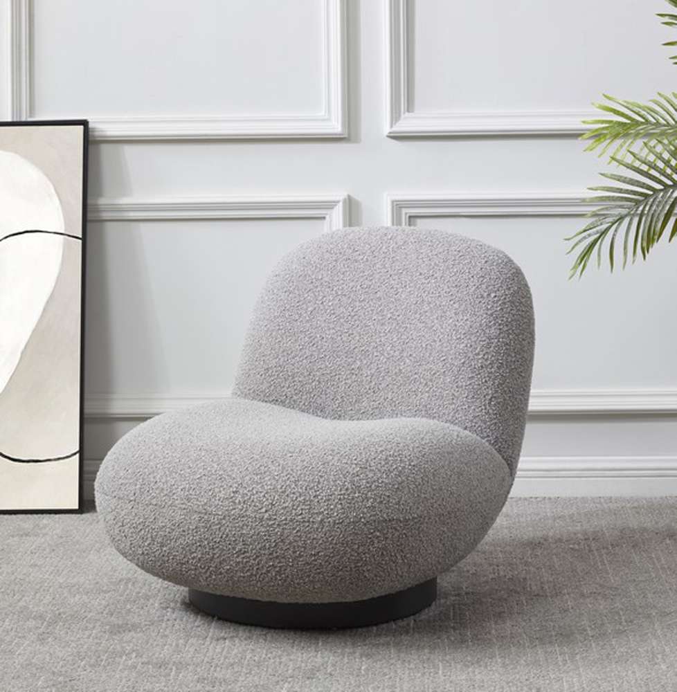 Safavieh - Couture - Stevie Boucle Accent Chair - Light Grey - Black - SFV4767B veiw 3
