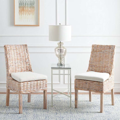 Safavieh - Suncoast Side Chair W/ Cushion - White - White Washed  (Set of 2) - FOX6540A-SET2 veiw 2