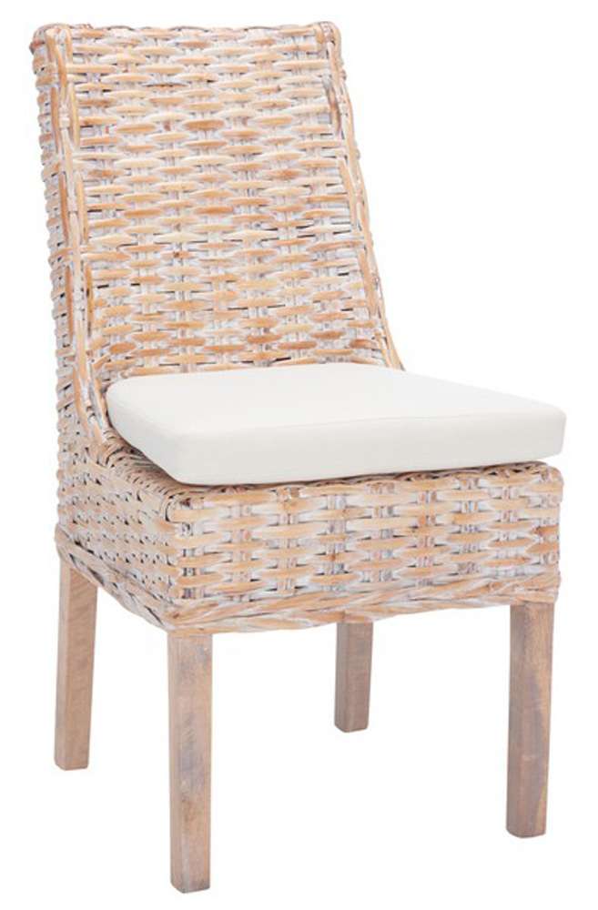 Safavieh - Suncoast Side Chair W/ Cushion - White - White Washed  (Set of 2) - FOX6540A-SET2 veiw 3