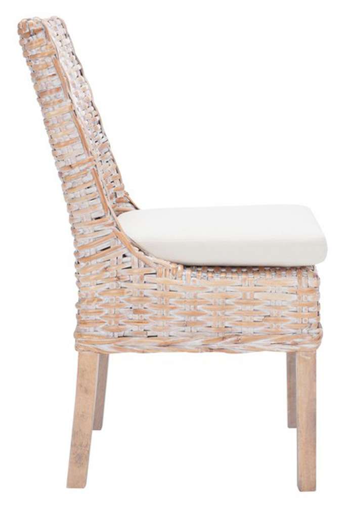 Safavieh - Suncoast Side Chair W/ Cushion - White - White Washed  (Set of 2) - FOX6540A-SET2 veiw 4