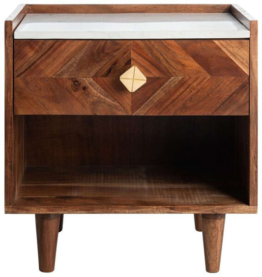 Safavieh - Tahseen Parquet Nightstand - Natural - White - NST9004A view 1