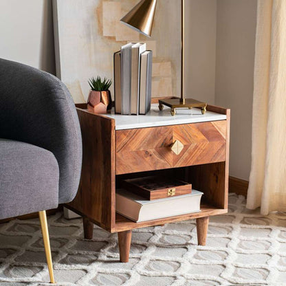 Safavieh - Tahseen Parquet Nightstand - Natural - White - NST9004A view 3