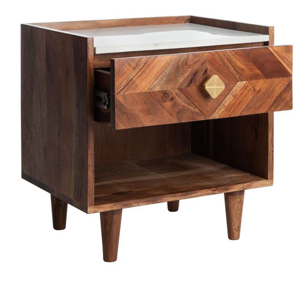 Safavieh - Tahseen Parquet Nightstand - Natural - White - NST9004A view 4