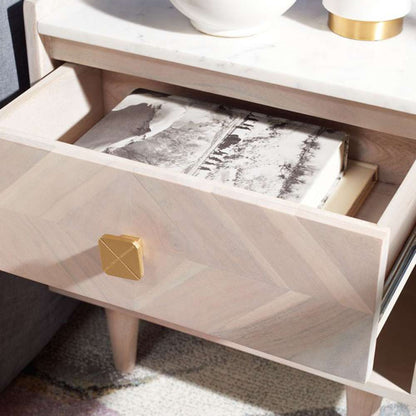 Safavieh - Tahseen Parquet Nightstand - White Washed - Brass - NST9004C view 2