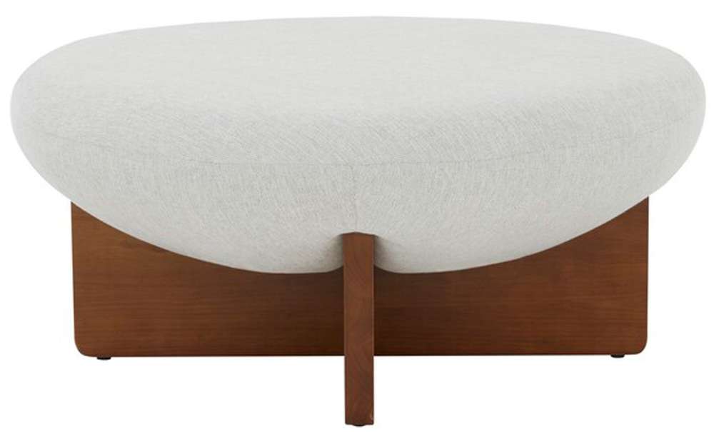 Safavieh - Couture - Tailor Round Linen Ottoman - Taupe - Brown - SFV5052A veiw 1