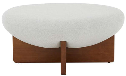 Safavieh - Couture - Tailor Round Linen Ottoman - Taupe - Brown - SFV5052A veiw 1