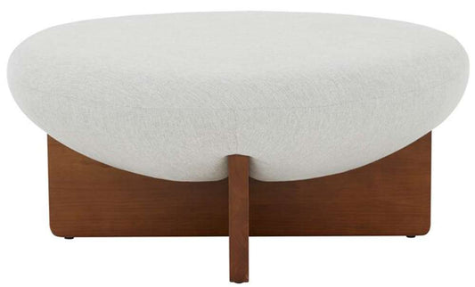 Safavieh - Couture - Tailor Round Linen Ottoman - Taupe - Brown - SFV5052A veiw 1
