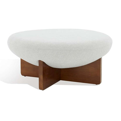Safavieh - Couture - Tailor Round Linen Ottoman - Taupe - Brown - SFV5052A veiw 4