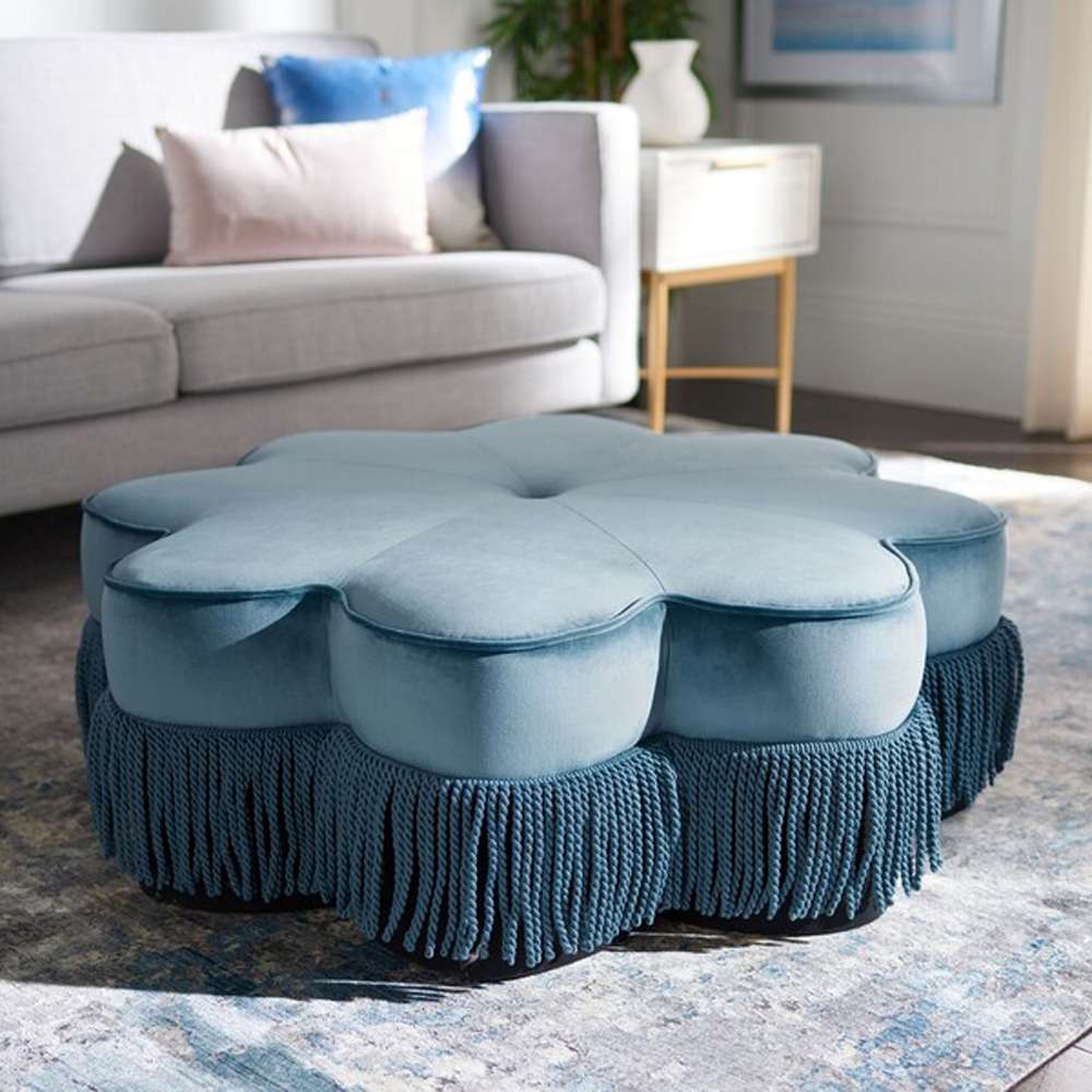 Safavieh - Tanith Flower Ottoman - Dusty Blue - OTT4500C veiw 2
