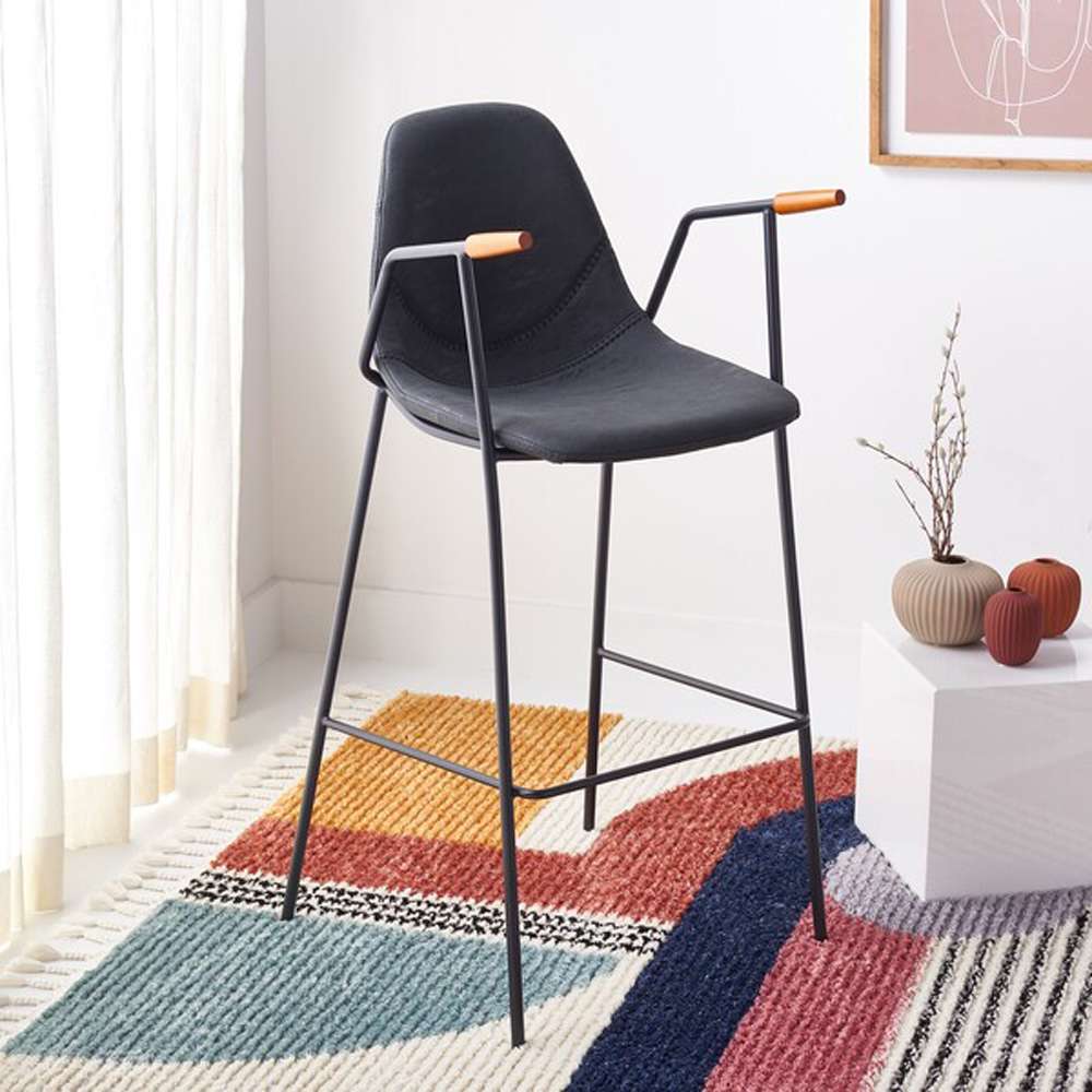 Safavieh - Tanner Mid Century Barstool - Black - Walnut - BST3001D veiw 2