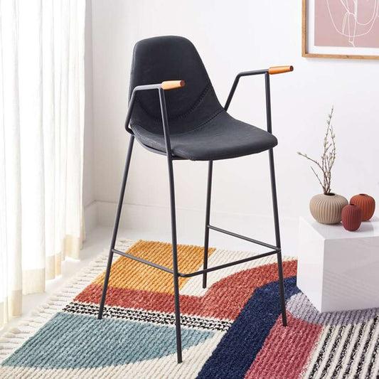 Safavieh - Tanner Mid Century Barstool - Black - Walnut - BST3001D veiw 2