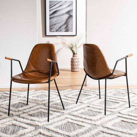 Safavieh - Tanner Midcentury Dining Chair - Cognac - Black  (Set of 2) - DCH3001A-SET2 veiw 2