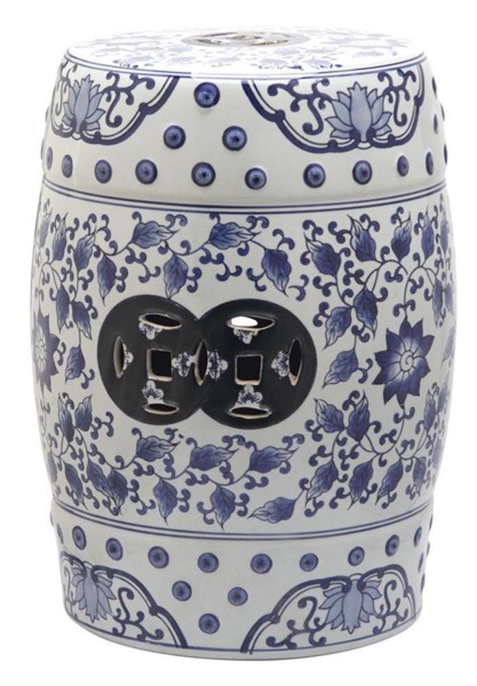 Safavieh - Tao Garden Stool - Blue - White - ACS4548A veiw 1