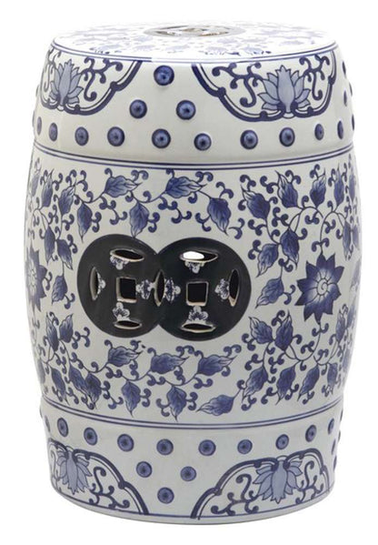 Safavieh - Tao Garden Stool - Blue - White - ACS4548A veiw 1
