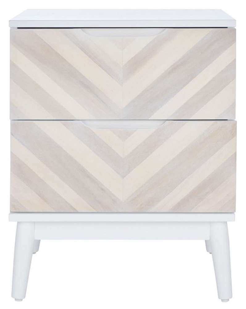 Safavieh - Tay 2Drw Patterned Night Stand - White Washed - NST5011A veiw 1