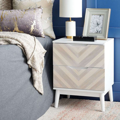 Safavieh - Tay 2Drw Patterned Night Stand - White Washed - NST5011A veiw 3