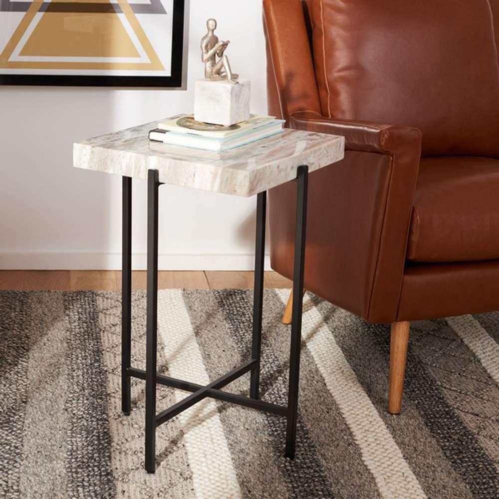 Safavieh - Tenzin Stone Top Accent Table - Multi Grey - Black - ACC3707A veiw 4