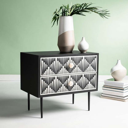 Safavieh - Couture - Tessie Bone Inlay Nightstand - Assorted - Black - SFV6609A veiw 2